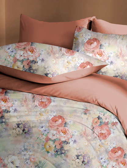 zAyMzzz! Coral Floral Duvet Cover Set